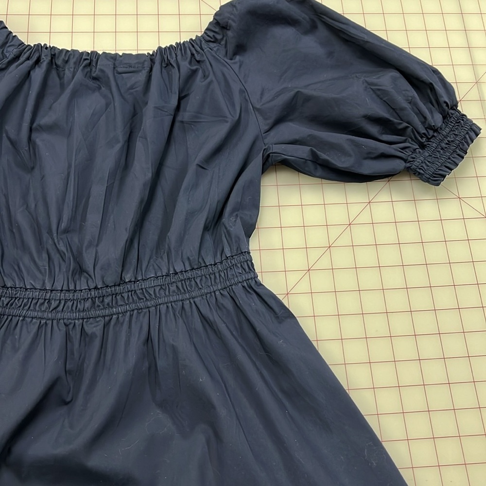 GAP Peasant Boho Party 100% Cotton Ruffle Tier Smock Waist/Puff SLV Navy Mini XS - Picture 6 of 16